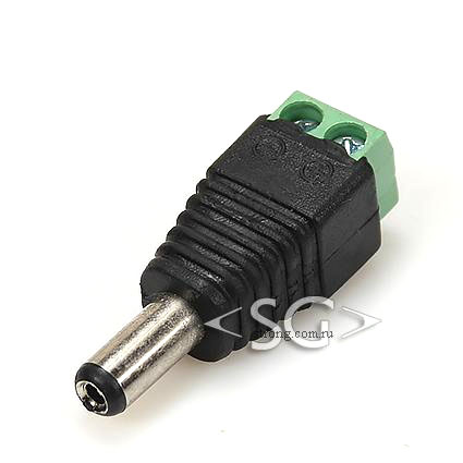 Разъем питания, штекер 5.5 x 2.1 mm, с клеммной колодкой